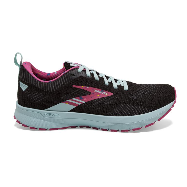 Brooks Women's Revel 5 Performance Road Running Shoes - Black/Turquoise/IndianRed/Beetroot/Plume (YE